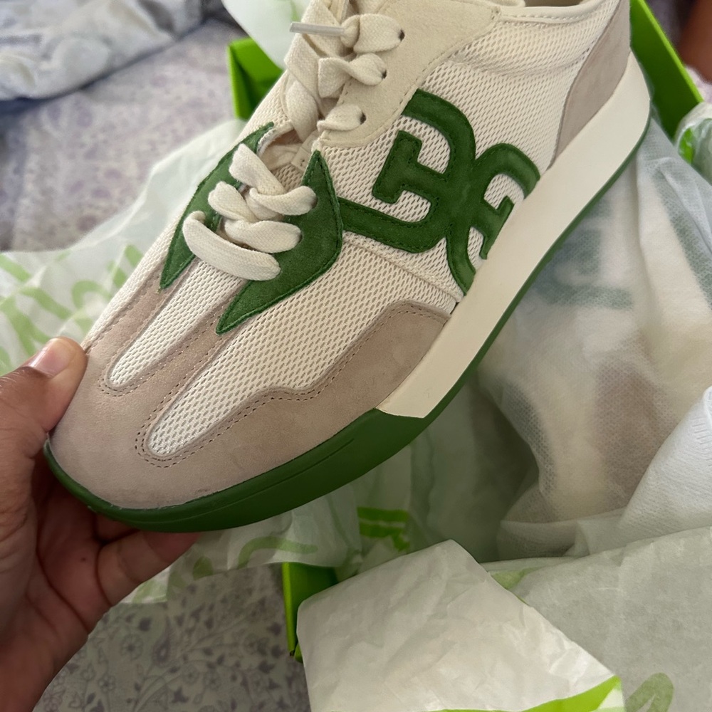 Sam Edelman Beige and Green Sneakers